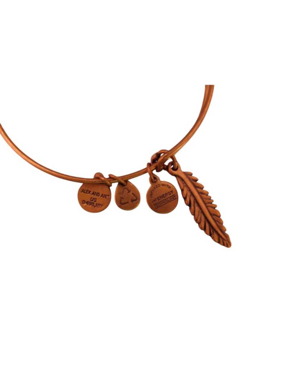 Alex And Ani Feather Charm Gold-Tone Adjustable Bangle Bracelet - Picture 5 of 6